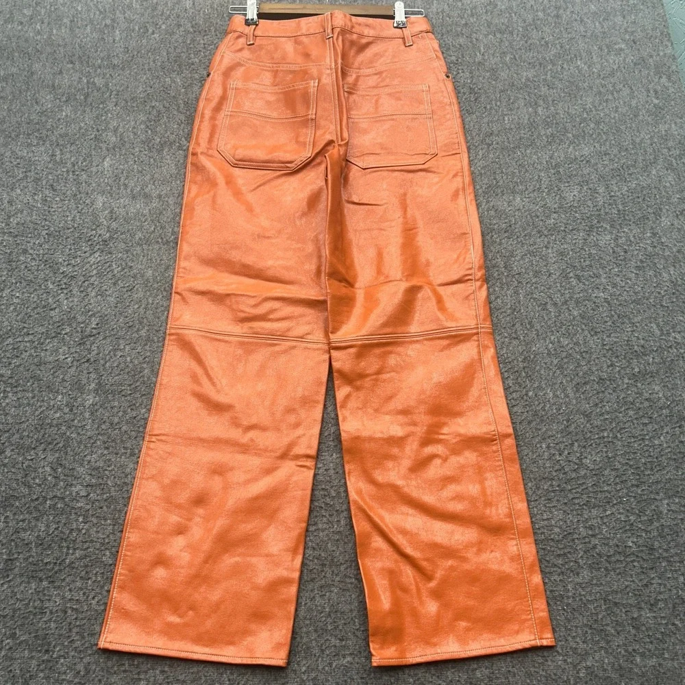 Free People We The Free It Factor Patent Vegan Leather Pants Orange 2 Streetwear